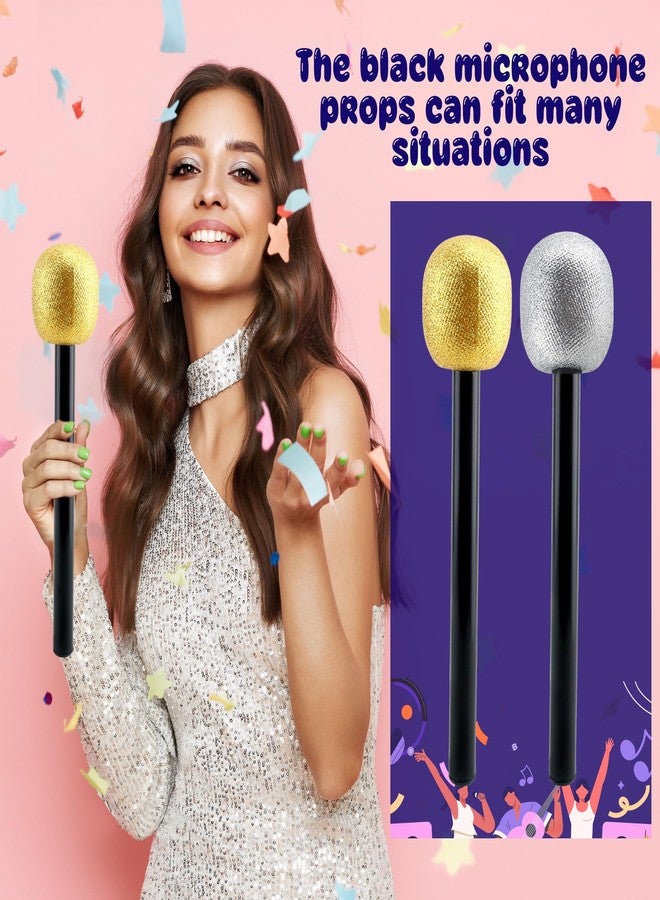 Haconba 8 Pack Microphone Toy Fake Plastic Glitter Stage Mic Costume Prop for Stage Play Cosplay Prop Birthday Disco Theme Party Favors (color set 4) - Image 3